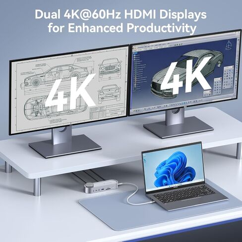 TobenONE USB C Laptop Docking Station Dual Monitor, 100W PD, 5×USB 10Gbps in Kuwait