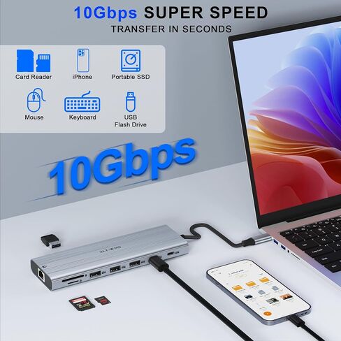 14-in-1 USB-C Docking Station, 140W PD 3.1, Triple Display, 2.5G Ethernet in Kuwait
