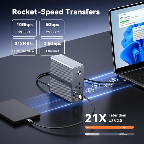 TobenONE DisplayLink Docking Station 4 Monitors, 4K USB C/HDMI for Video in Kuwait