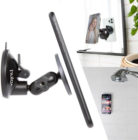 hula+ MagSafe Phone Holder Portable Mount, Reusable Stand for Shower, Mirror, Kitchen, Window, & Bathroom Compatible with MagSafe Adjustable Rotation for Content, TikTok, Movies & Music in Kuwait