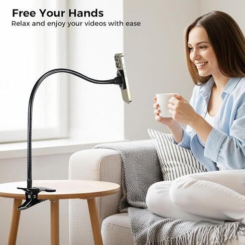 LenTok Magnetic Cell Phone Stand Holder for Bed Laying Down, Lazy Bedside Gooseneck Phone Mount with Clamp Clip for Desk, Desk Tripod for iPhone, Compatible with Magsafe All Smartphone in Kuwait