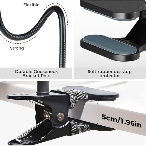 LenTok Magnetic Cell Phone Stand Holder for Bed Laying Down, Lazy Bedside Gooseneck Phone Mount with Clamp Clip for Desk, Desk Tripod for iPhone, Compatible with Magsafe All Smartphone in Kuwait