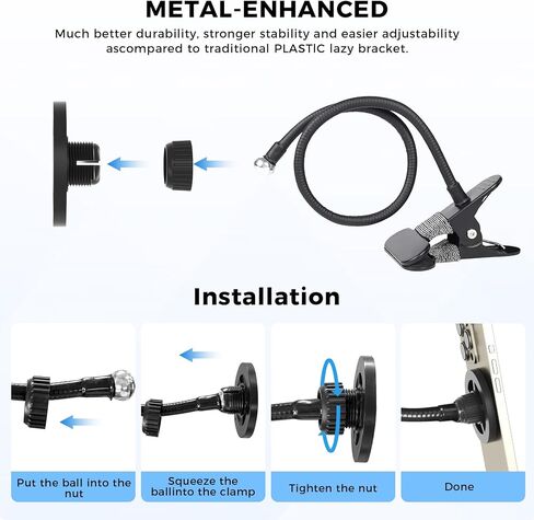 LenTok Magnetic Cell Phone Stand Holder for Bed Laying Down, Lazy Bedside Gooseneck Phone Mount with Clamp Clip for Desk, Desk Tripod for iPhone, Compatible with Magsafe All Smartphone in Kuwait
