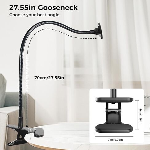 LenTok Magnetic Cell Phone Stand Holder for Bed Laying Down, Lazy Bedside Gooseneck Phone Mount with Clamp Clip for Desk, Desk Tripod for iPhone, Compatible with Magsafe All Smartphone in Kuwait