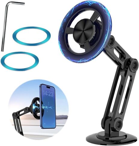 Universal 360° PRO Magnetic Suction Phone Holder Car,Alloy Folding Magnetic Cell Phone Holder for Car [Super Strong Magnet] Bracket Magnetic Dashboard Phone Car Mount for All Smartphone (Black) in Kuwait