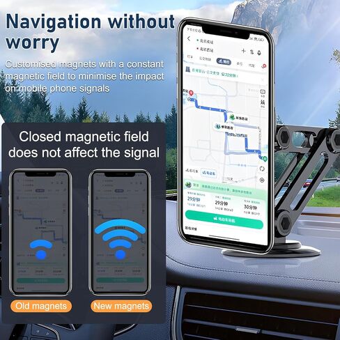 Universal 360° PRO Magnetic Suction Phone Holder Car,Alloy Folding Magnetic Cell Phone Holder for Car [Super Strong Magnet] Bracket Magnetic Dashboard Phone Car Mount for All Smartphone (Black) in Kuwait