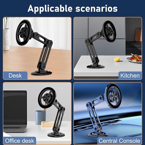 Universal 360° PRO Magnetic Suction Phone Holder Car,Alloy Folding Magnetic Cell Phone Holder for Car [Super Strong Magnet] Bracket Magnetic Dashboard Phone Car Mount for All Smartphone (Black) in Kuwait