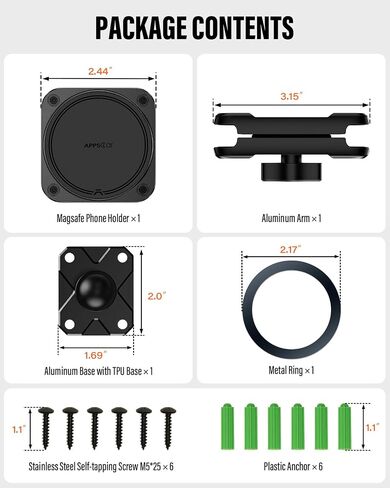 APPS2Car Alloy Magnetic Phone Mount for Boat/Truck/Car/Wall, Drill Base in Kuwait