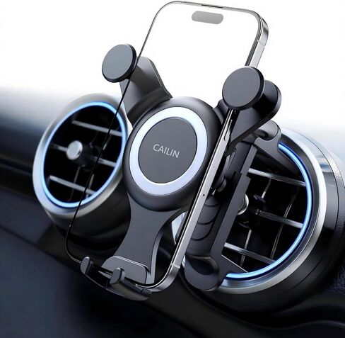 ICAILIN Car Phone Holder Mount for Round Air Vent, Universal Circular Vent Cell Phone Mount Compatible with Mercedes Benz A/B/C/E/S/GLC Class, Jeep Wrangler, Mini Cooper, Fits iPhone & Samsung in Kuwait