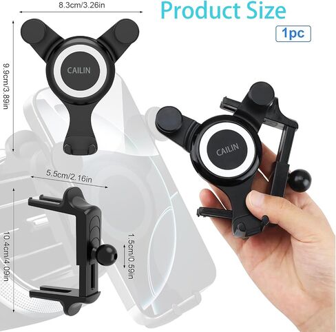 ICAILIN Car Phone Holder Mount for Round Air Vent, Universal Circular Vent Cell Phone Mount Compatible with Mercedes Benz A/B/C/E/S/GLC Class, Jeep Wrangler, Mini Cooper, Fits iPhone & Samsung in Kuwait
