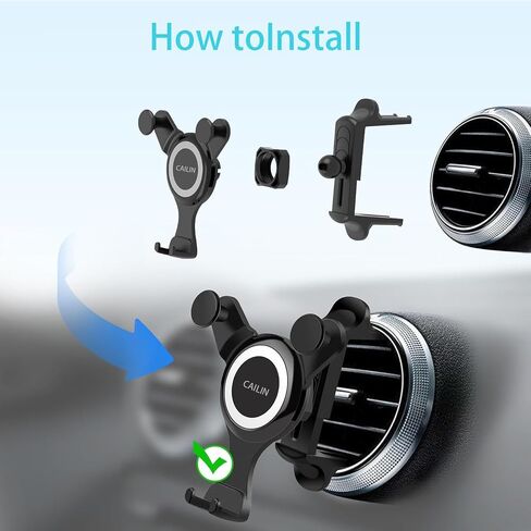 ICAILIN Car Phone Holder Mount for Round Air Vent, Universal Circular Vent Cell Phone Mount Compatible with Mercedes Benz A/B/C/E/S/GLC Class, Jeep Wrangler, Mini Cooper, Fits iPhone & Samsung in Kuwait