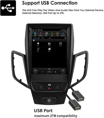 Android 14 Car Stereo Upgrade for Ford Fiesta (2009-2020), 9.7Inch 2+32GB Touchscreen GPS Navigation with Wireless Carplay Android Auto Bluetooth SWC TPMS FM OBD2 USB in Kuwait