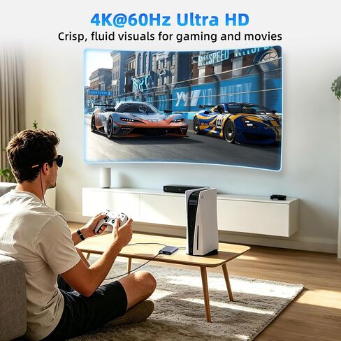 HDMI to USB C Adapter for AR Glasses, 4K@60Hz HDMI Male to USB-C Female AR Glasses Hub for XREAL One/Air 2 Pro, VITURE Pro, RayNeo Air 2s, Rokid, Switch 2/1, Steam Deck, PS5/4, Xbox, Portable Monitor in Kuwait