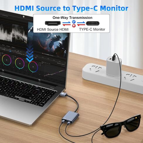 HDMI to USB C Adapter for AR Glasses, 4K@60Hz HDMI Male to USB-C Female AR Glasses Hub for XREAL One/Air 2 Pro, VITURE Pro, RayNeo Air 2s, Rokid, Switch 2/1, Steam Deck, PS5/4, Xbox, Portable Monitor in Kuwait