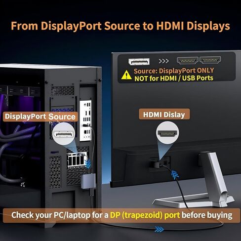 DisplayPort to Dual HDMI Adapter 4K60Hz Display DP 1.4 to 2 HDMI Monitor in Kuwait