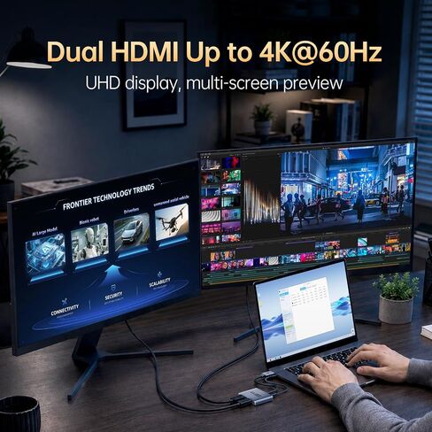 DisplayPort to Dual HDMI Adapter 4K60Hz Display DP 1.4 to 2 HDMI Monitor in Kuwait