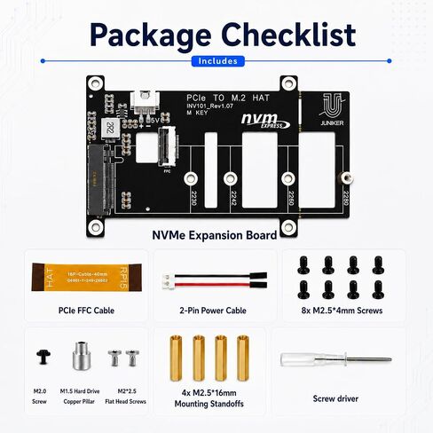 iUniker Raspberry Pi 5 NVMe HAT, PCIe to M.2 SSD Adapter (Black) in Kuwait