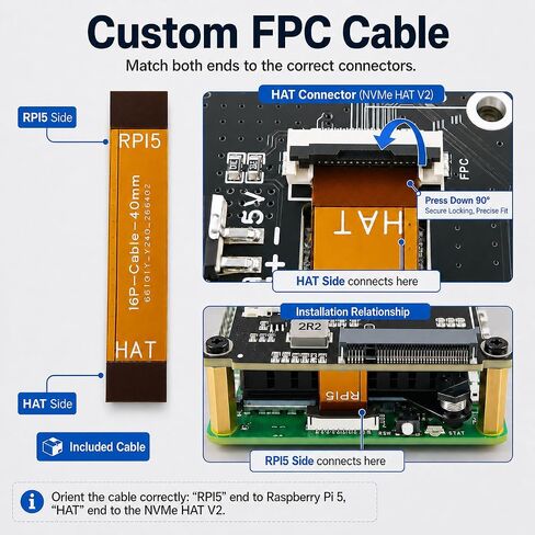 iUniker Raspberry Pi 5 NVMe HAT, PCIe to M.2 SSD Adapter (Black) in Kuwait