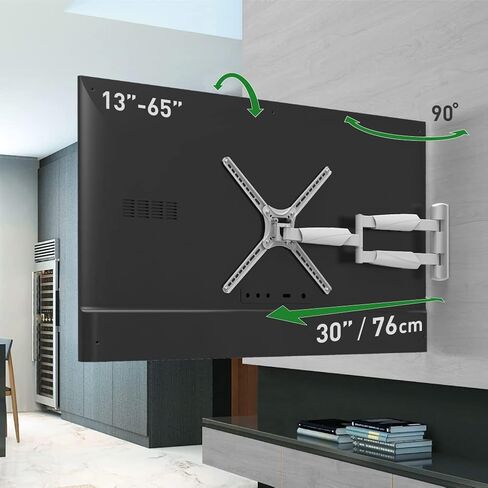 Barkan 30'' Long TV Wall Mount, 13-65 inch Full Motion Articulating - 4 Movement Flat/Curved Screen Bracket, Holds up to 80lbs, Extremely Extendable, Fits LED OLED LCD in Kuwait