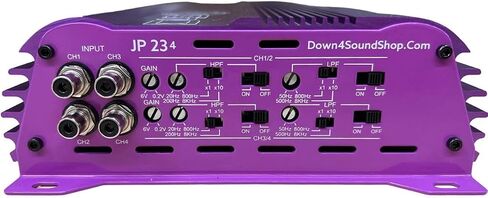 DOWN4SOUND JP234 Purple | 2000W 4-Channel Class D Car Audio Amplifier, 234W x 4 @ 14.4V - 4 ohms, 334W x 4 @ 14.4V - 2 ohms, Multi-Speaker System in Kuwait