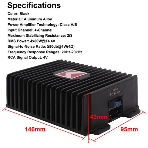 Shkalacar 4-Channel Car Amplifier 80Wx4 Digital Sound Processor DSP Car Audio Booster for Car Player System Car Audio Amplifier with Pure Copper Transformer Aluminum Alloy Body in Saudi Arabia