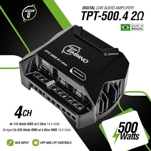 Timpano 4 Channel Car Amplifier + 8 Gauge Wiring Kit Bundle – TPT-500.4 Full Range Class D 4x125W Amp with TPT-AMPKIT8 RED 1000W Install Kit, Compact Power Combo in Saudi Arabia