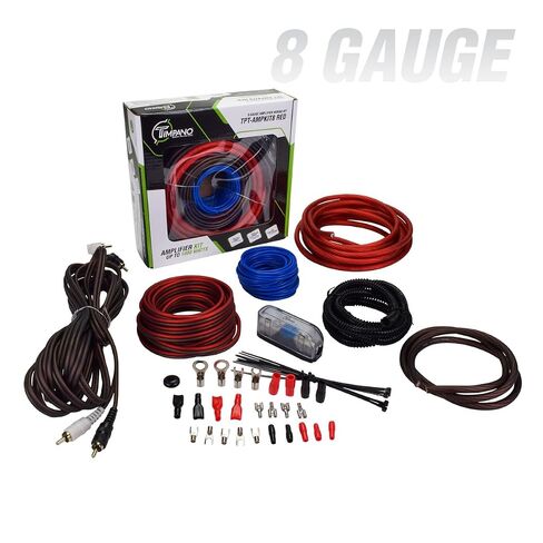 Timpano 4 Channel Car Amplifier + 8 Gauge Wiring Kit Bundle – TPT-500.4 Full Range Class D 4x125W Amp with TPT-AMPKIT8 RED 1000W Install Kit, Compact Power Combo in Saudi Arabia