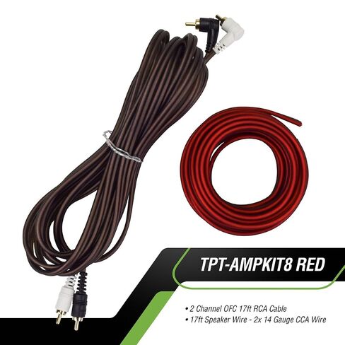 Timpano 4 Channel Car Amplifier + 8 Gauge Wiring Kit Bundle – TPT-500.4 Full Range Class D 4x125W Amp with TPT-AMPKIT8 RED 1000W Install Kit, Compact Power Combo in Saudi Arabia