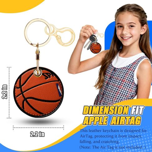 Leather Keychain for Airtag, Cute Protective Keychain Holder Compatible with Apple Air Tag,GPS Case Cover for Keys(Basketball) in Saudi Arabia