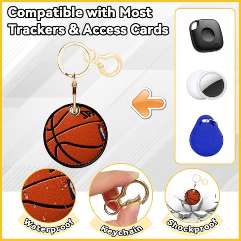 Leather Keychain for Airtag, Cute Protective Keychain Holder Compatible with Apple Air Tag,GPS Case Cover for Keys(Basketball) in Saudi Arabia