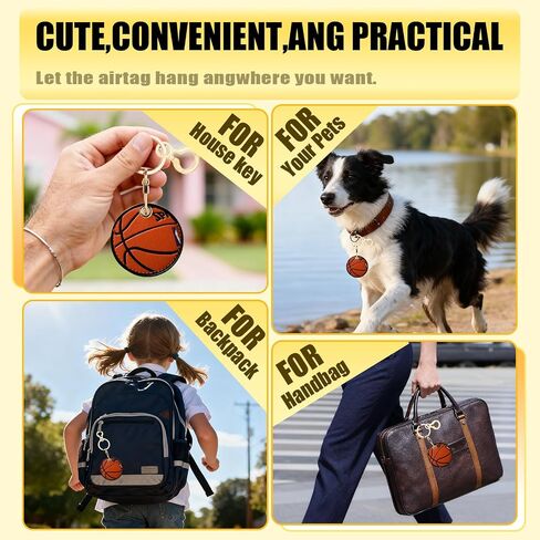Leather Keychain for Airtag, Cute Protective Keychain Holder Compatible with Apple Air Tag,GPS Case Cover for Keys(Basketball) in Saudi Arabia