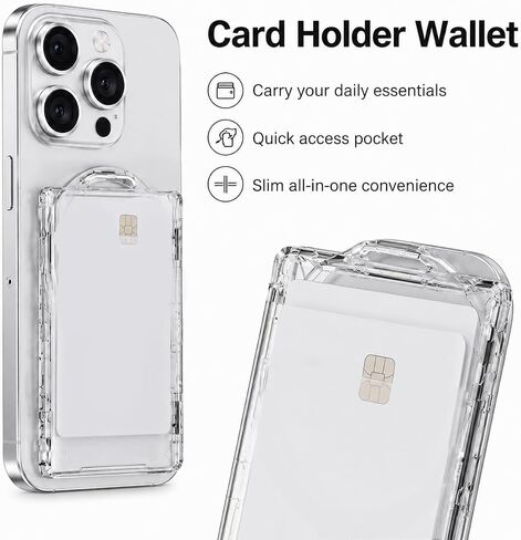 Clear Phone Card Holder Wallet with Kickstand, Compatible with MagSafe in Saudi Arabia