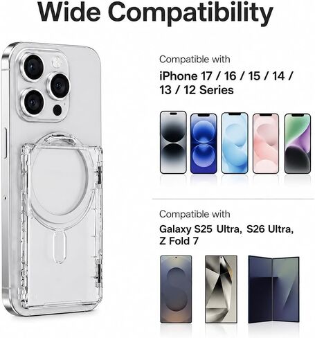 Clear Phone Card Holder Wallet with Kickstand, Compatible with MagSafe in Saudi Arabia