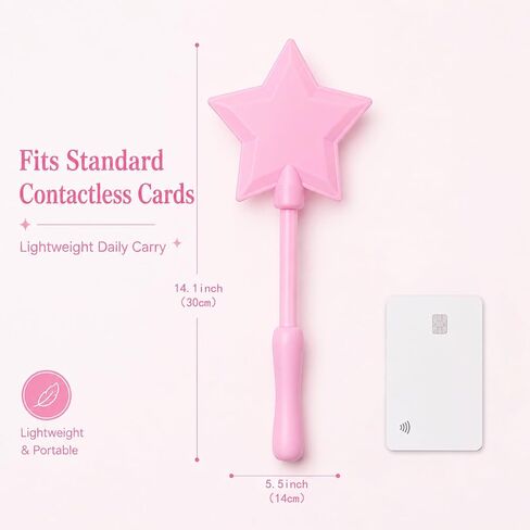 Credit Card Wand Tap to Pay, Magical Star Payment Wand with Snug Card Holder, Contactless Fairy Wand for Drive Thru, Self Checkout & Fun Gifts (Pink) in Saudi Arabia