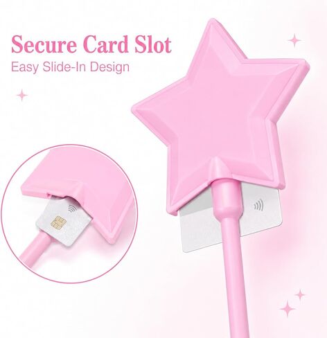 Credit Card Wand Tap to Pay, Magical Star Payment Wand with Snug Card Holder, Contactless Fairy Wand for Drive Thru, Self Checkout & Fun Gifts (Pink) in Saudi Arabia