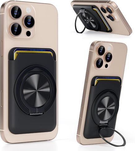 Magnetic Phone Card Holder, with 360° Rotatable Ring Holder Kickstand, Strong Magnetic Phone Wallet Stand Compatible with iPhone 17/16/15/14/13/12 Series for Women, Men, Light Purple in Saudi Arabia