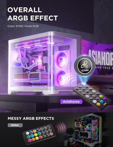 AsiaHorse [20+Exclusive Custom Lighting] ASH-S1 ARGB Fan Hub, Unique Color-Learning Mode & Preset Effects, 9-Port PWM & Addressable ARGB with Remote Control, Aura Sync Compatible, for Custom PC Build in Kuwait