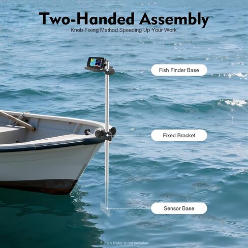 Fish Finder Mount, Universal Transducer Bracket Portable Transducer Mount Bracket Adjustable Fish Finder Bracket Aluminum Alloy Transducer Pole Mount for Various Large Medium Small Fishing Boats in Kuwait