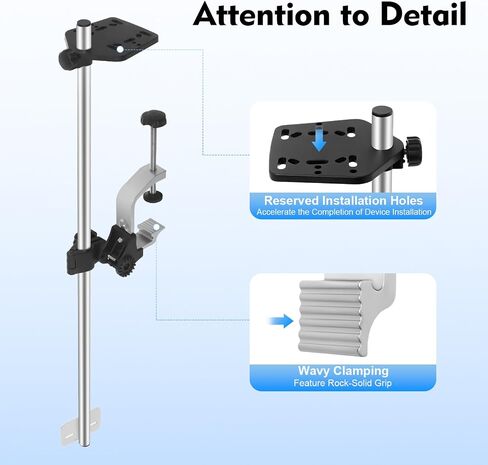 Fish Finder Mount, Universal Transducer Bracket Portable Transducer Mount Bracket Adjustable Fish Finder Bracket Aluminum Alloy Transducer Pole Mount for Various Large Medium Small Fishing Boats in Kuwait