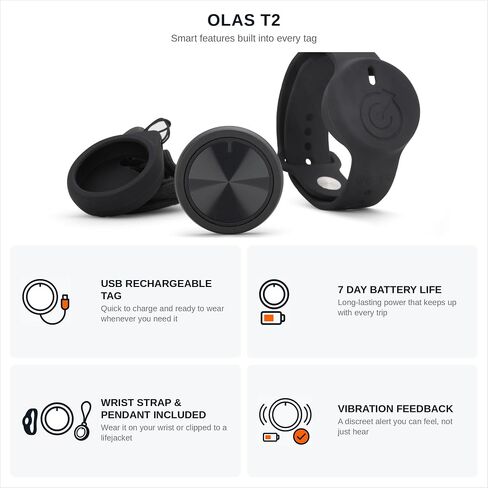 OLAS T2 Rechargeable Crew Tracker | Bluetooth man Overboard Alarm | Waterproof Wearable Safety Device | Long Battery Life | Marine Safety System Advanced in Kuwait