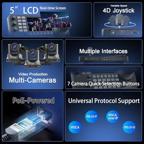 AVKANS 4K 20X PTZ Camera with PTZ Joystick Controller Kits, with HDMI SDI NDI HX3 and AI Tracking Features in Kuwait
