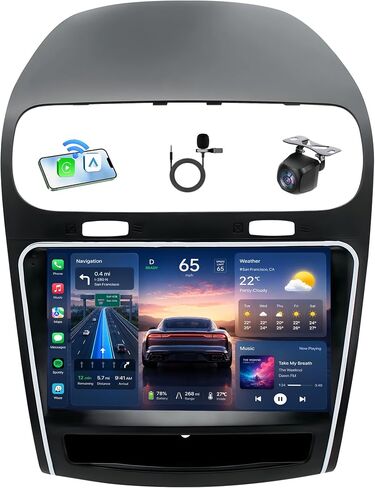 [4Core 64G ROM] Car Radio for Dodge Journey 2011-2019: 9" 1280x800 HD Touchscreen Stereo with Wireless Carplay Android Auto GPS Navigation Bluetooth 5G WiFi FM RDS DSP EQ SWC, Free Backup Camera in Kuwait