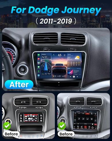 [4Core 64G ROM] Car Radio for Dodge Journey 2011-2019: 9" 1280x800 HD Touchscreen Stereo with Wireless Carplay Android Auto GPS Navigation Bluetooth 5G WiFi FM RDS DSP EQ SWC, Free Backup Camera in Kuwait