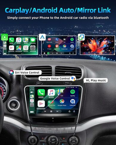 [4Core 64G ROM] Car Radio for Dodge Journey 2011-2019: 9" 1280x800 HD Touchscreen Stereo with Wireless Carplay Android Auto GPS Navigation Bluetooth 5G WiFi FM RDS DSP EQ SWC, Free Backup Camera in Kuwait