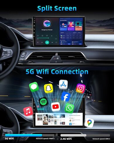 [4Core 64G ROM] Car Radio for Dodge Journey 2011-2019: 9" 1280x800 HD Touchscreen Stereo with Wireless Carplay Android Auto GPS Navigation Bluetooth 5G WiFi FM RDS DSP EQ SWC, Free Backup Camera in Kuwait