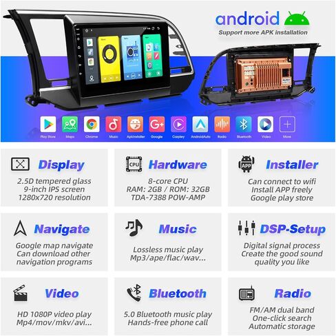 for Elantra 2016 2017 2018 Radio Stereo Wireless Carplay Auto in Saudi Arabia