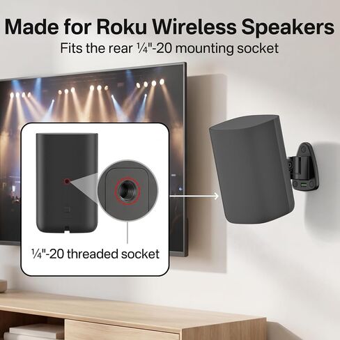 tiebutie Heavy-Duty Speaker Wall Mounts for Roku Wireless Speaker Mount - Tilt & Swivel Adjustable Speaker Mounting Brackets for Roku Speaker Wall Mount, 2 Pack in Kuwait