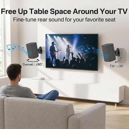 tiebutie Heavy-Duty Speaker Wall Mounts for Roku Wireless Speaker Mount - Tilt & Swivel Adjustable Speaker Mounting Brackets for Roku Speaker Wall Mount, 2 Pack in Kuwait