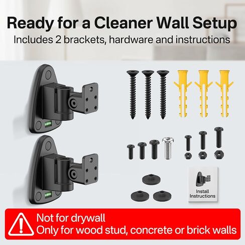 tiebutie Heavy-Duty Speaker Wall Mounts for Roku Wireless Speaker Mount - Tilt & Swivel Adjustable Speaker Mounting Brackets for Roku Speaker Wall Mount, 2 Pack in Kuwait