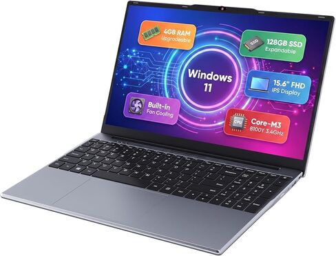 15.6 inch Laptop, Core 8100Y, 4GB So-Dimm RAM, 128GB SSD, Windows 11 in Kuwait
